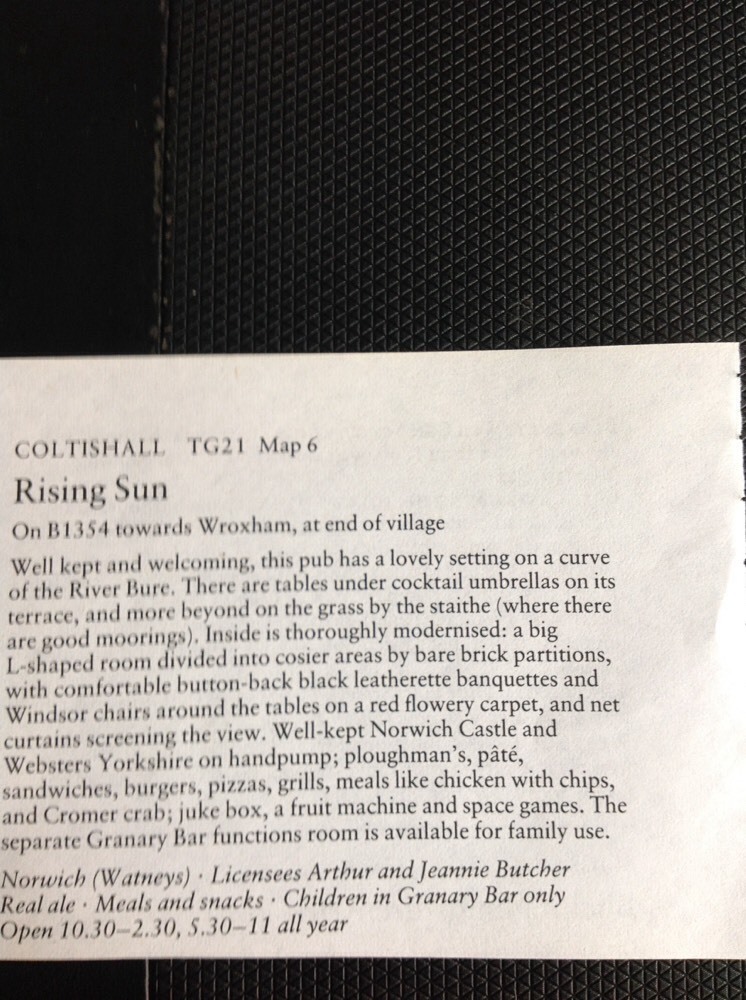 m1-3 ephemera 1984 pub article The Pub Rising Sun Coltishall A Butcher
