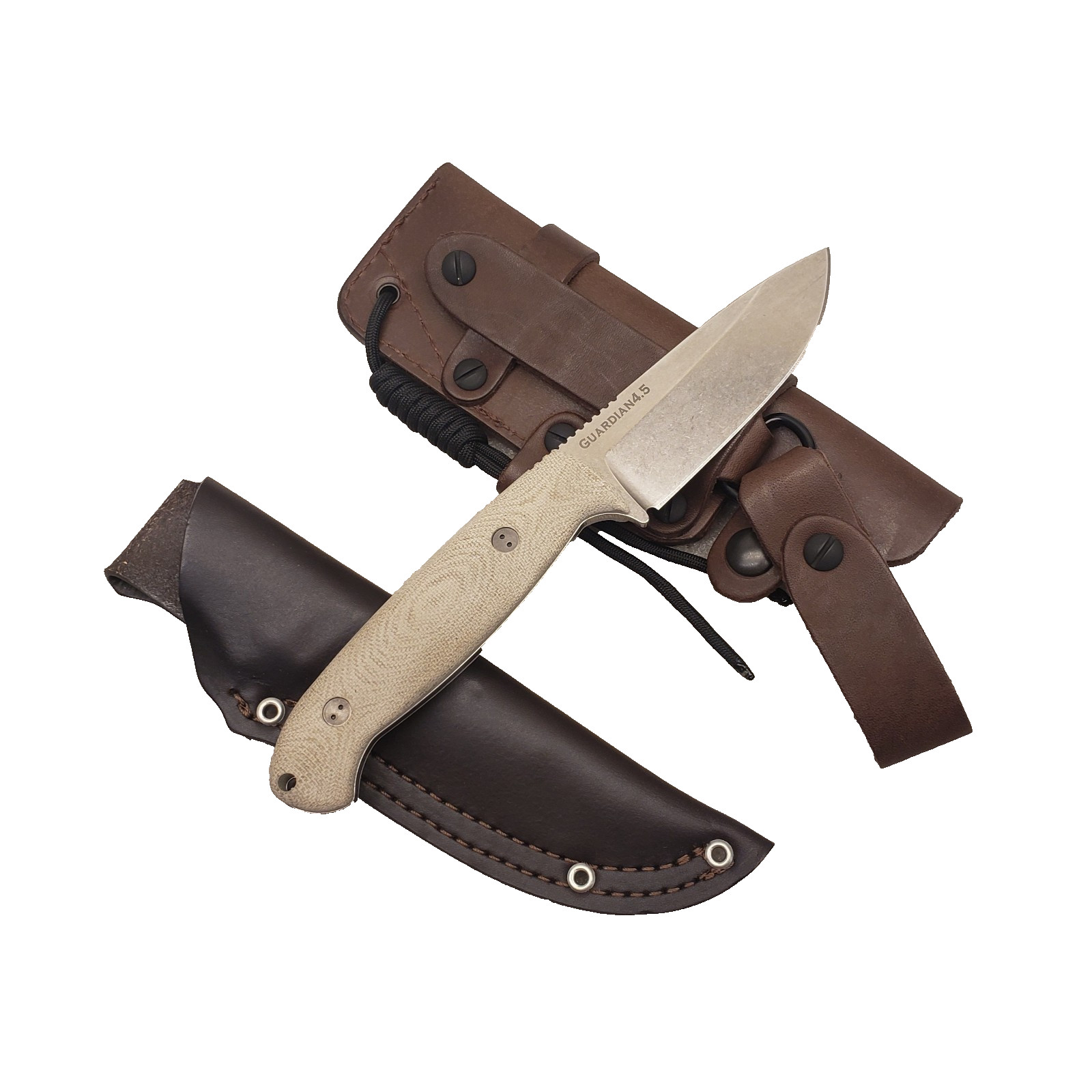 Bradford USA 3D Guardian 4.5 Knife CPM-3V Natural Micarta Handle Stonewash Blade