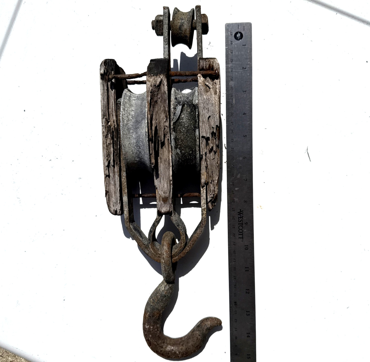 Upton Walton Vintage Double Block Tackle Pulley Cast Iron