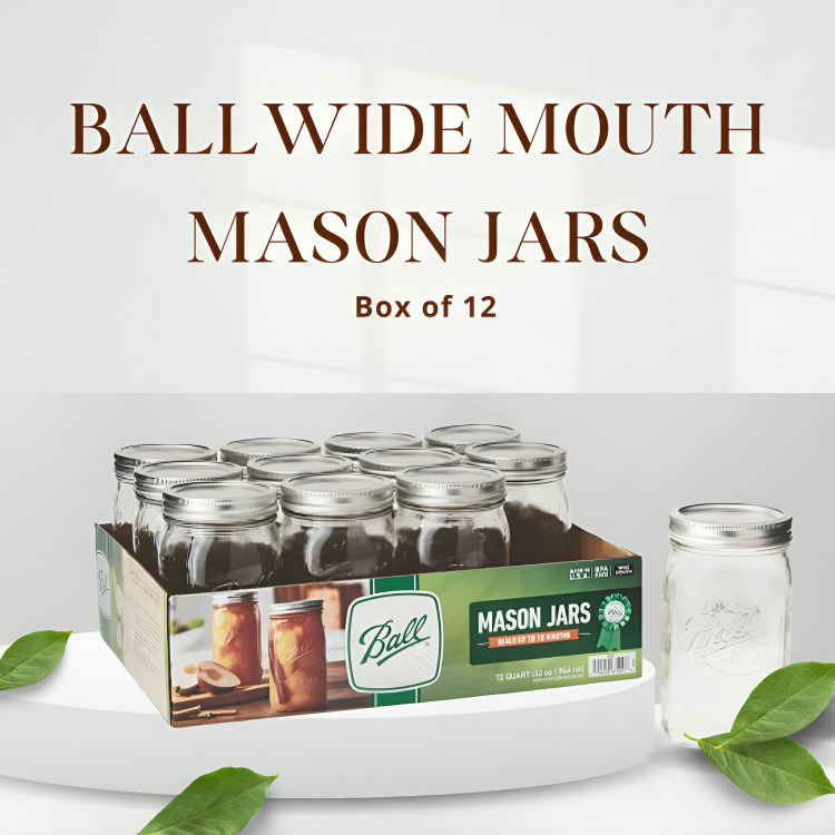 Ball 67000 Wide Mouth Mason Jars, Quart (32 Oz), Box of 12 📦