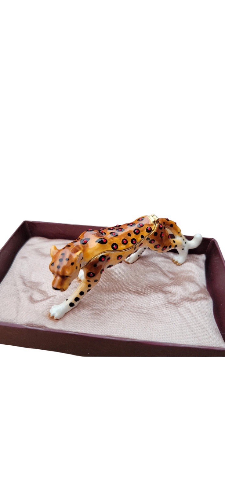 NOBILITY BEJEWELED CHEETAH LEOPARD TRINKET / PILL BOX 3861 NEW IN BOX