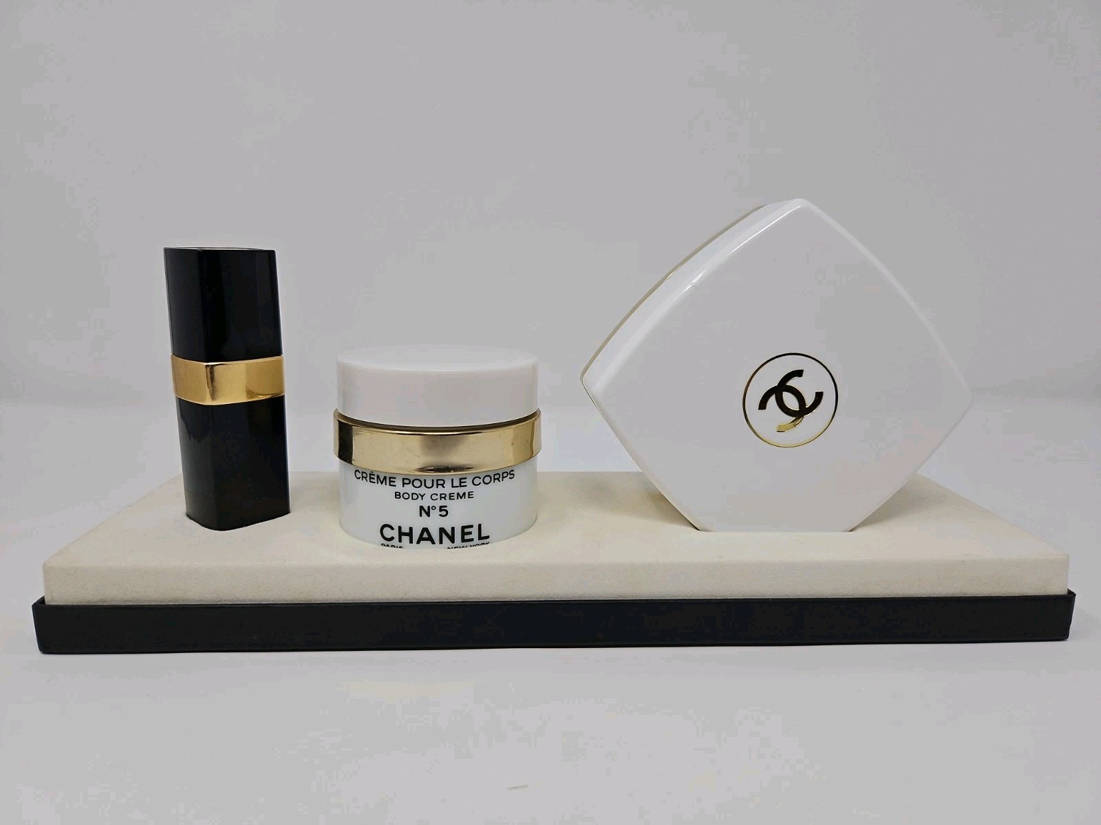 RARE Chanel No 5 Vintage 3pc Bath Powder, Bath Cream &Eau de Toilette Spray NOS