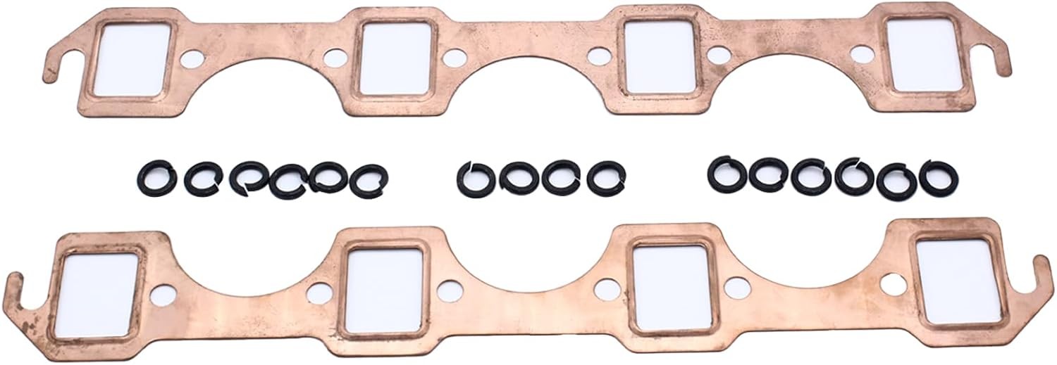 2 Pcs Copper Header Exhaust Gaskets Rectangle Port Fits for Ford Small Block SBF
