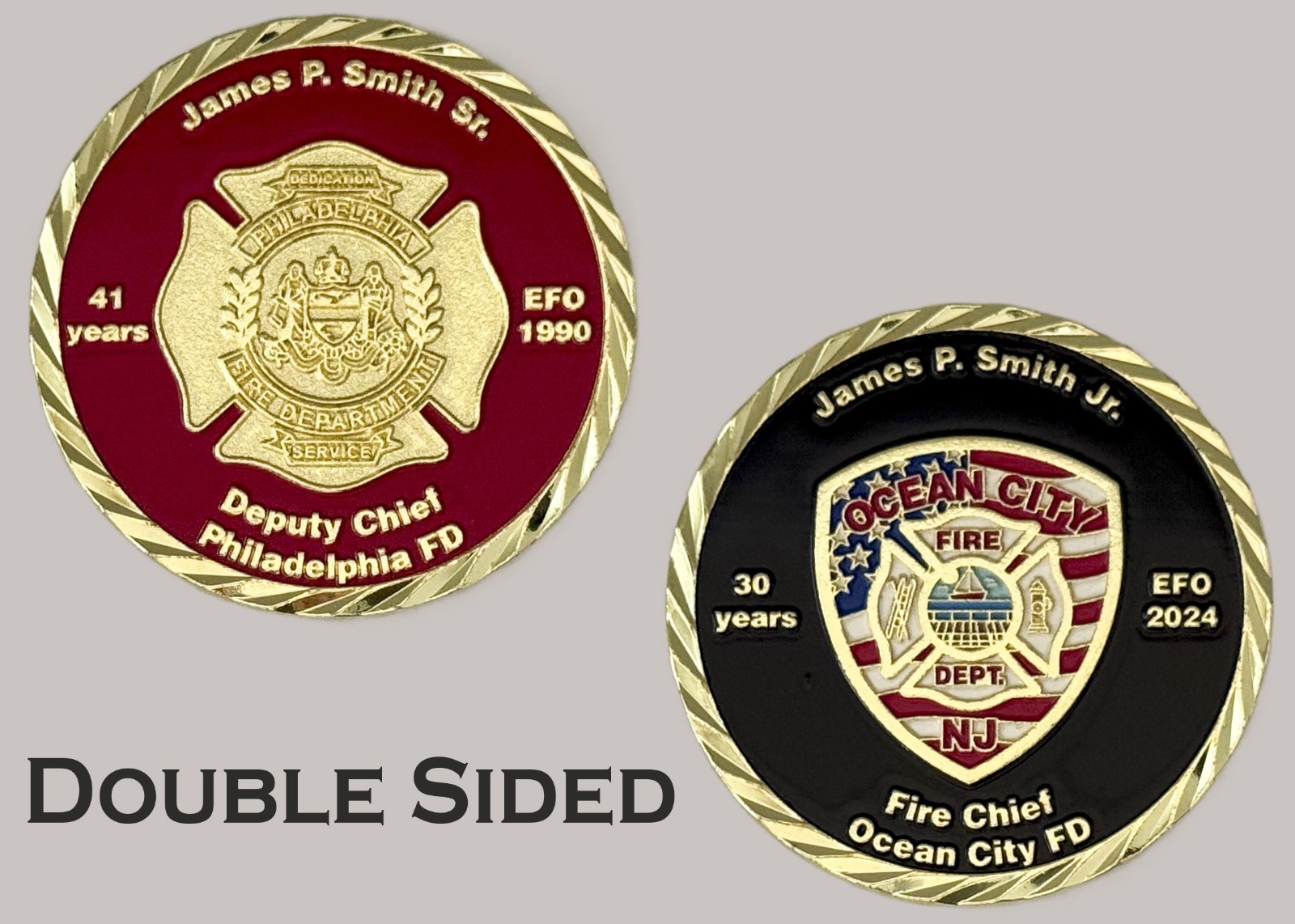 Philadelphia & Ocean City NJ Fire Department Chief Service Challenge Coin J#25 Philadelphia & Ocean City NJ Fire Department Chief Service Challenge Coin J#25