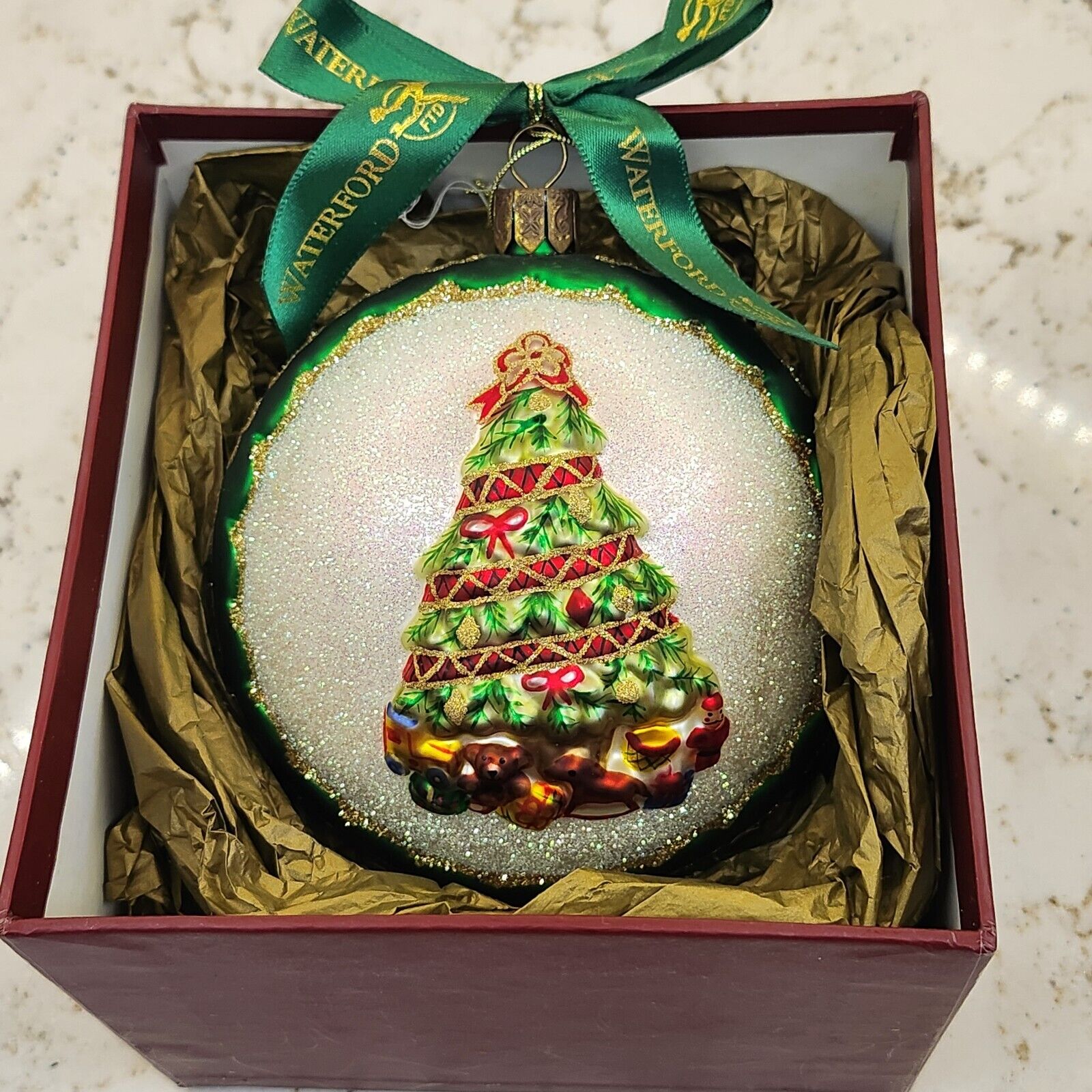 RARE 2003 Waterford Holiday Heirlooms Tree FTD Blown Glass Ornament With Box