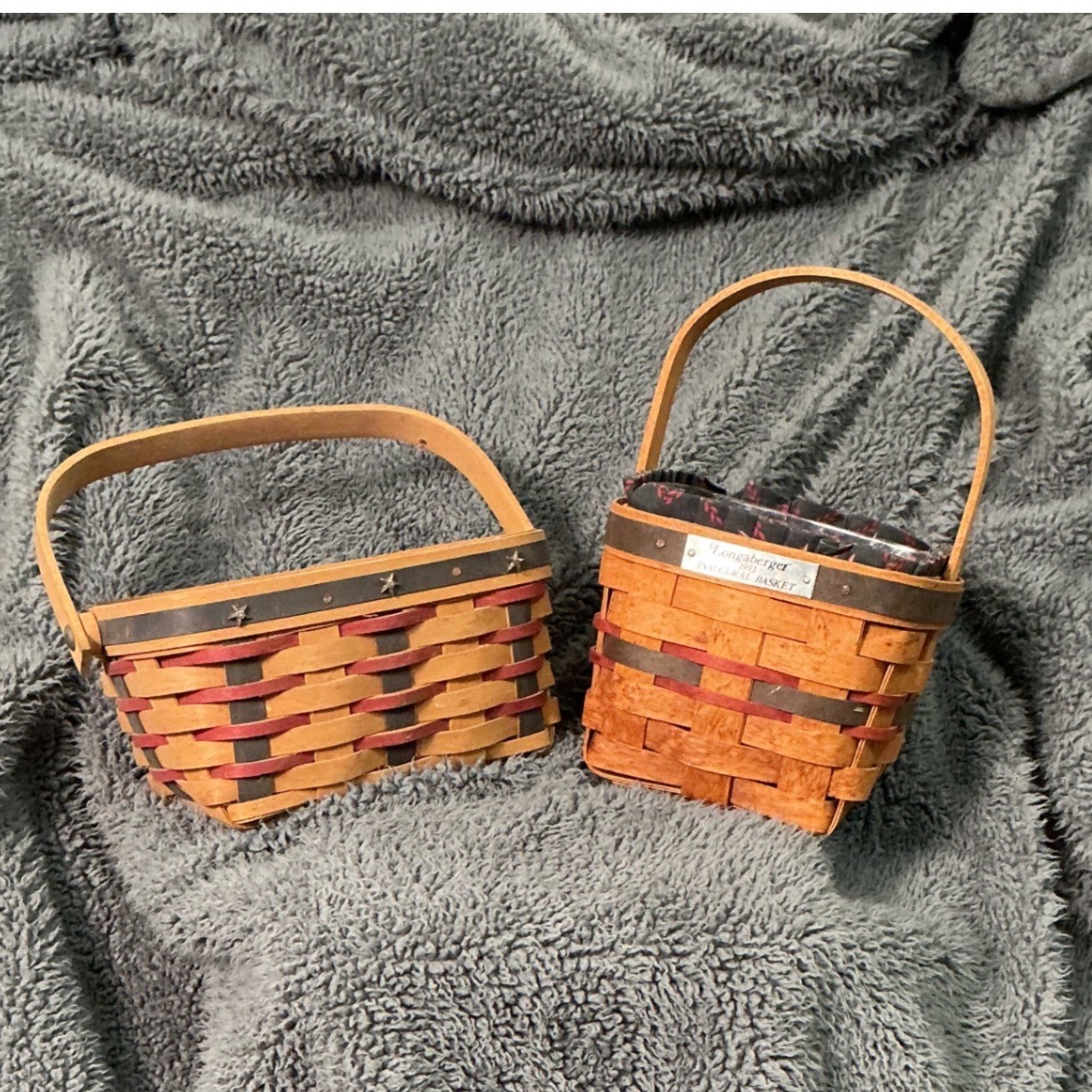 Longaberger 1993 Inaugural Basket and 2004 Patriotic Star Basket Set of 2