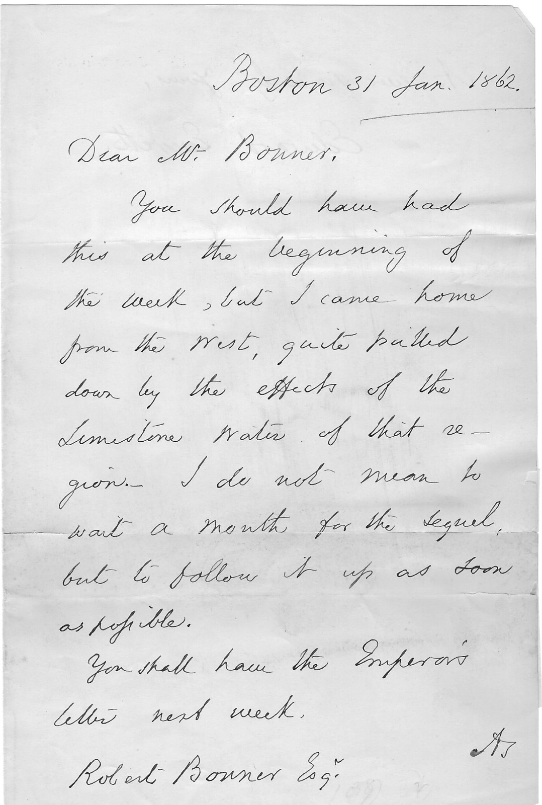 Vice Presidential Candidate Edward Everett ALS To Robert Bonner