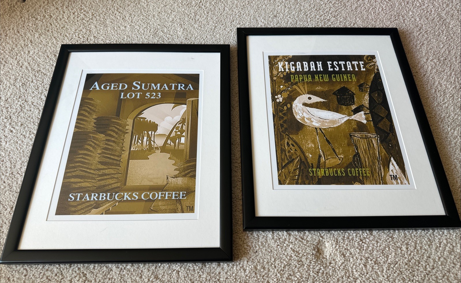 Two 2008 Original Starbucks Advertisement Posters Framed Approximately 22 By 18” Two 2008 Original Starbucks Advertisement Posters Framed Approximately 22 By 18”
