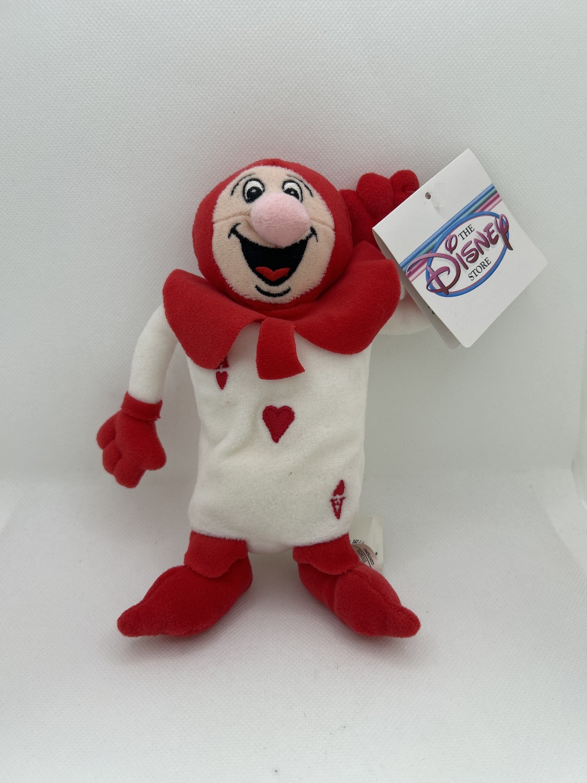 Disney Store Red Card Bean Bag Plush Alice in Wonderland Card Soldier Hearts NWT