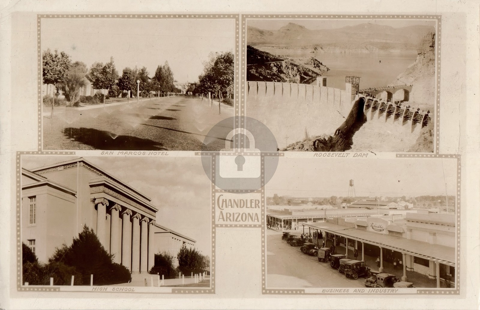1922 San Marcos Hotel Dam Multiview Chandler Arizona AZ RPPC Photo Postcard COPY