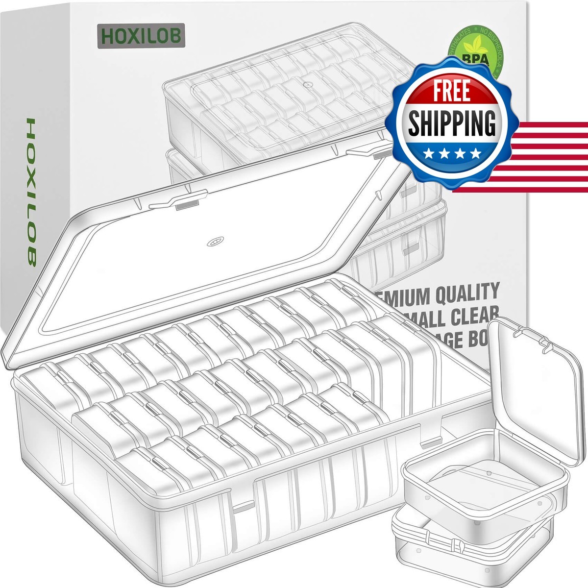 Bead Organizer Box 90pcs Small Clear Plastic Storage Containers Mini Boxes Bead Organizer Box 90pcs Small Clear Plastic Storage Containers Mini Boxes