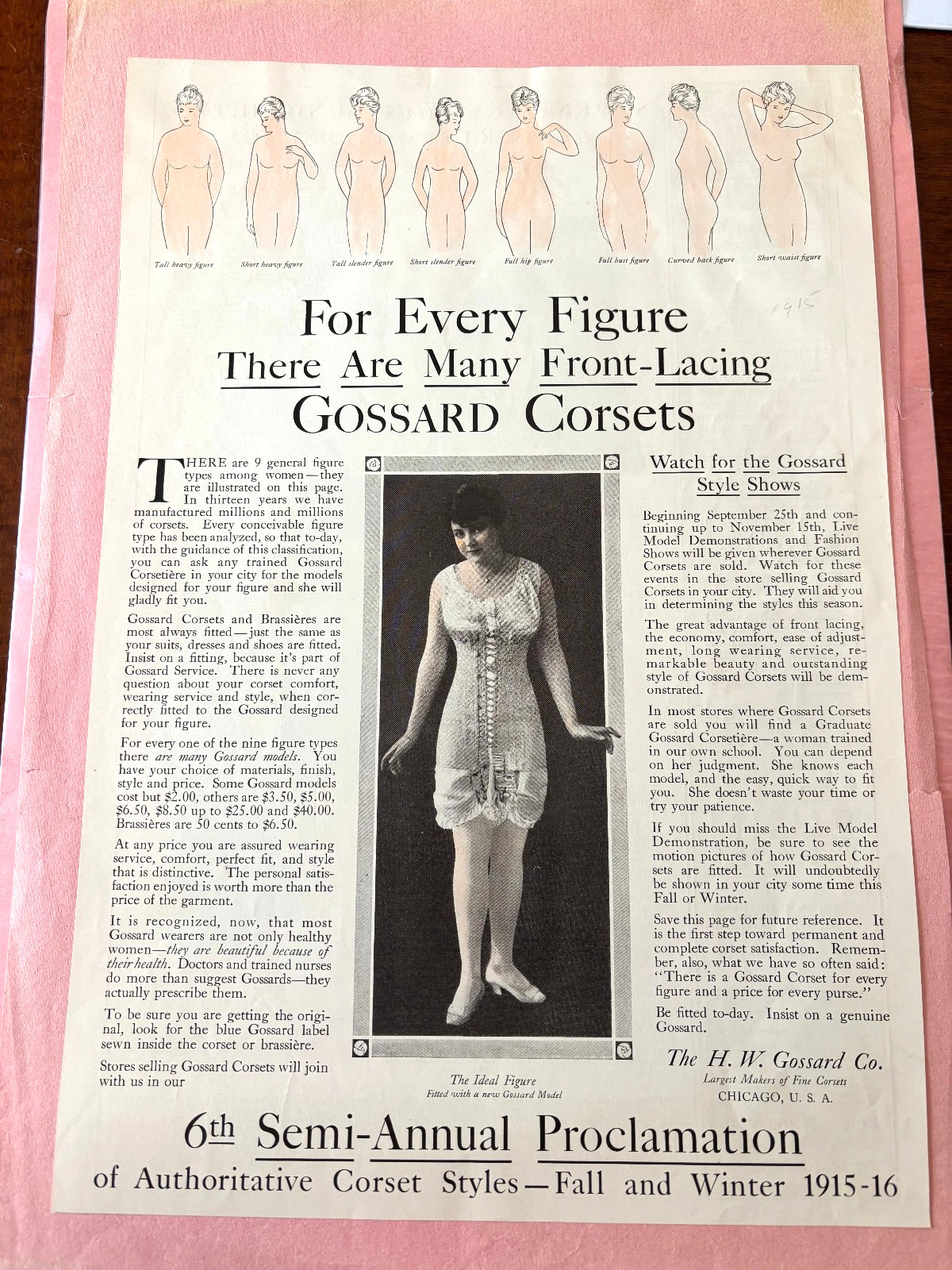 Corset Ad Magazine Leaf R&G Corset Co Charles Austin Bates 1899 Double-Sided
