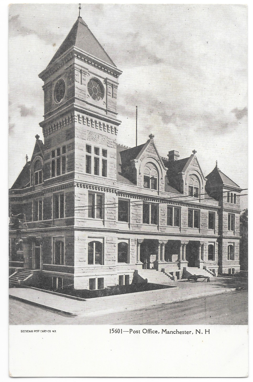 Post Office Manchester NH c1905 Undivided Back Souvenir Postcard
