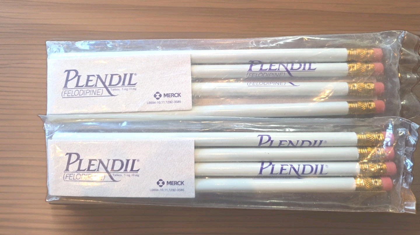Plendil Pencils NIP 2 Packs (8) Drug Rep Pharmaceutical Advertising Pencil MERCK