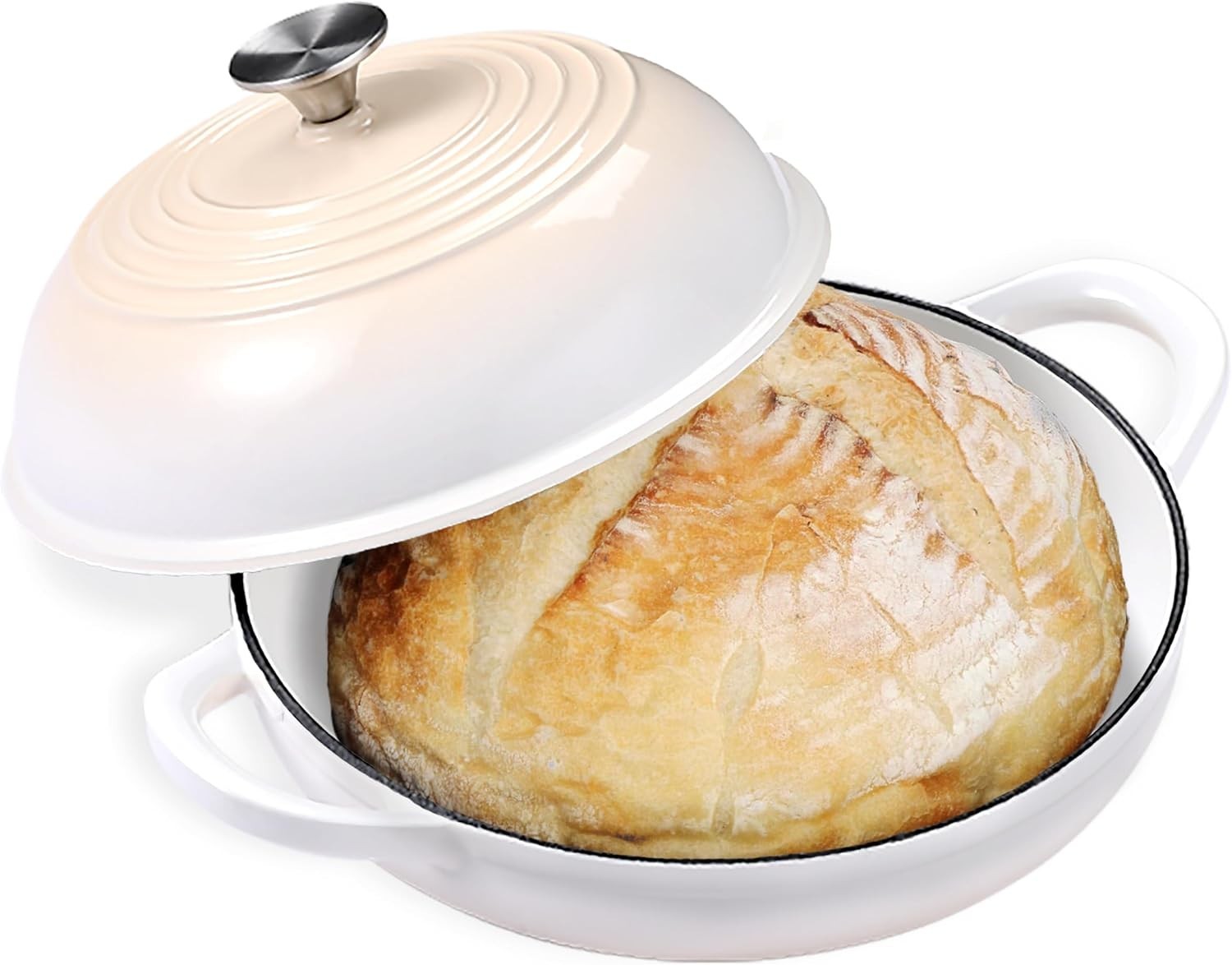 6 Quart Enameled Cast Iron Dutch Oven for Sourdough Bread Le Creuset with Du...