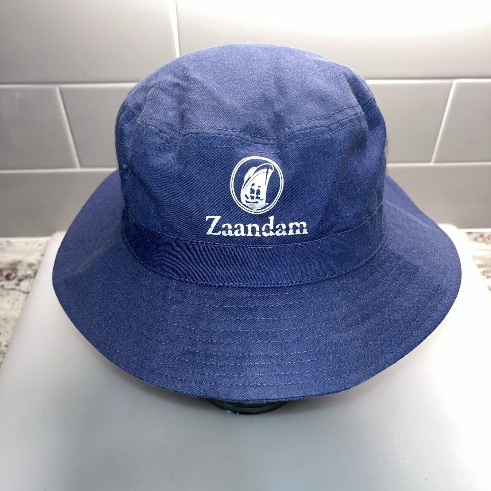Holland America Cruise Line Zaandam Ship Sun Floppy Hat Cap Men OSFM Blue Cotton