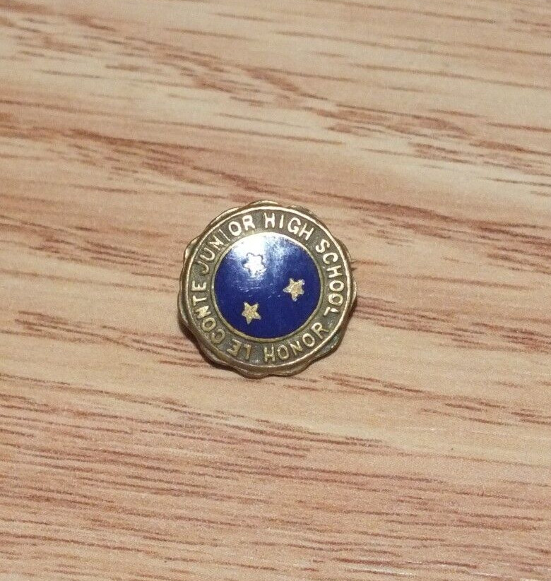 Vintage Le Conte Junior High School Honor Award Gold Tone Lapel Pin