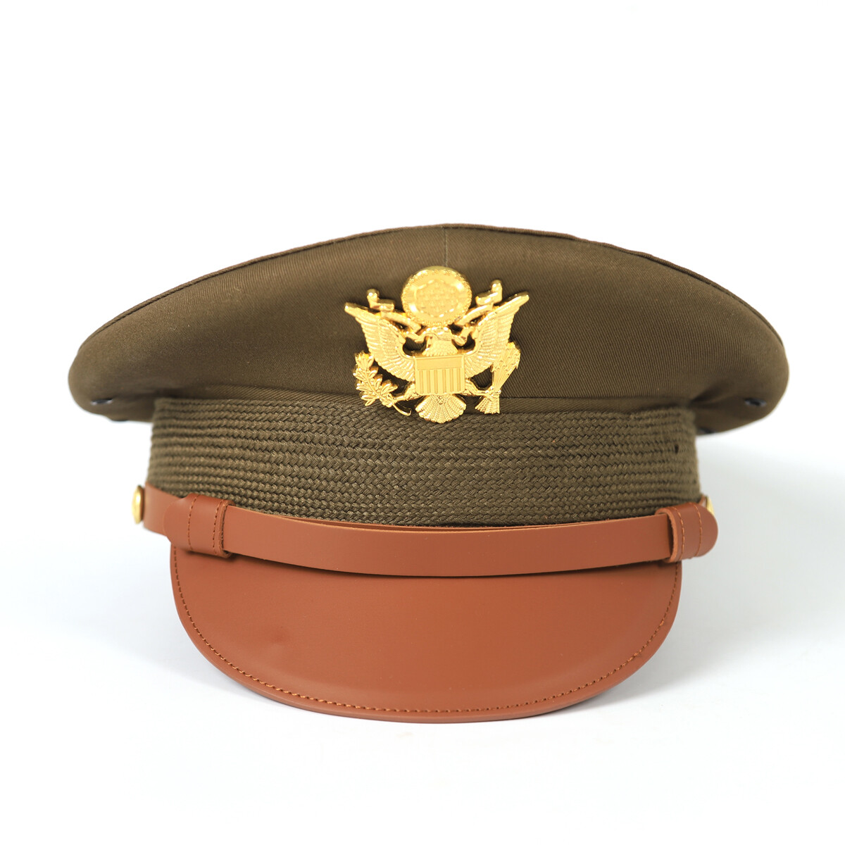 7 1/8 WW2 US Army Visor Hat Officer Cap With Eagle Badge WWII Reproduction