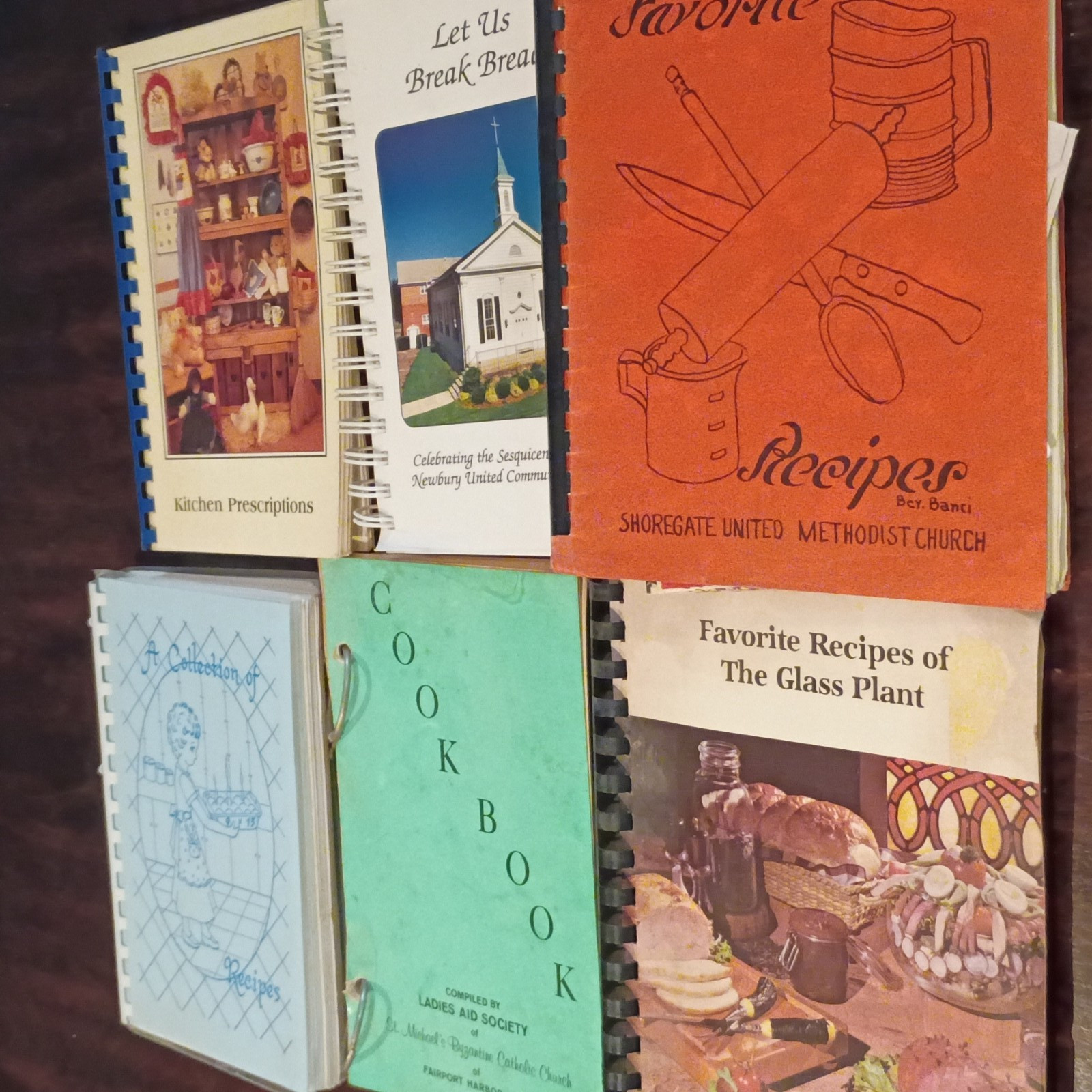 Vintage Community Church Cookbooks Lot Kitchen Prescriptions Let Us Break Bread