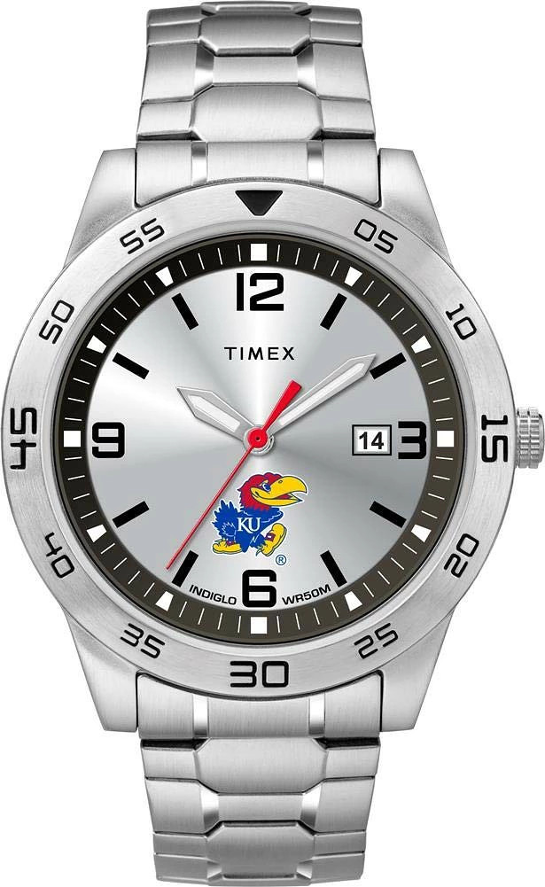 Timex Tribute Men\'s 42mm Kansas Jayhawks Silver Dial Stainless Steel Watch