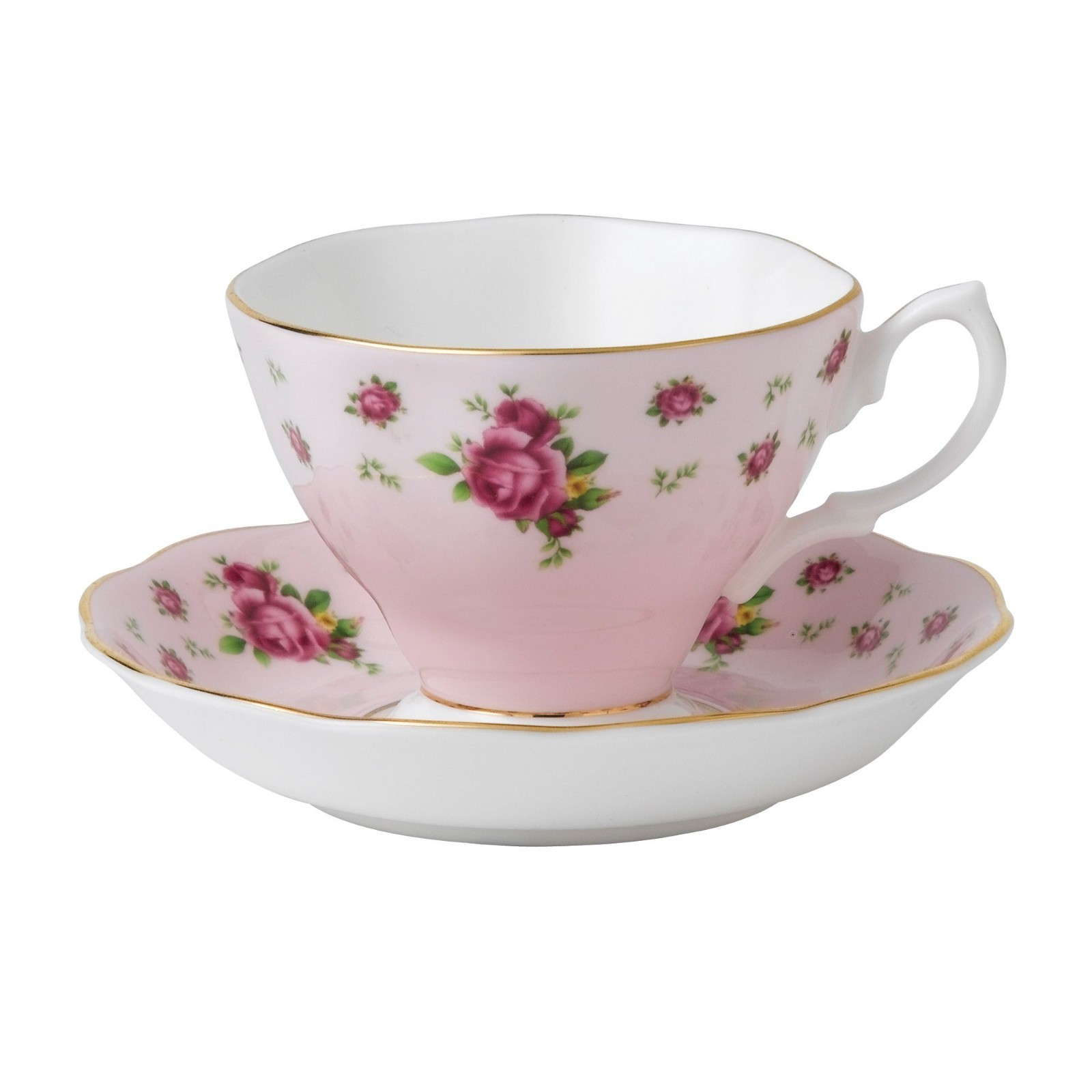 Vintage Pink Teacup & Saucer Set - Country Roses Floral Design, Elegant Gift