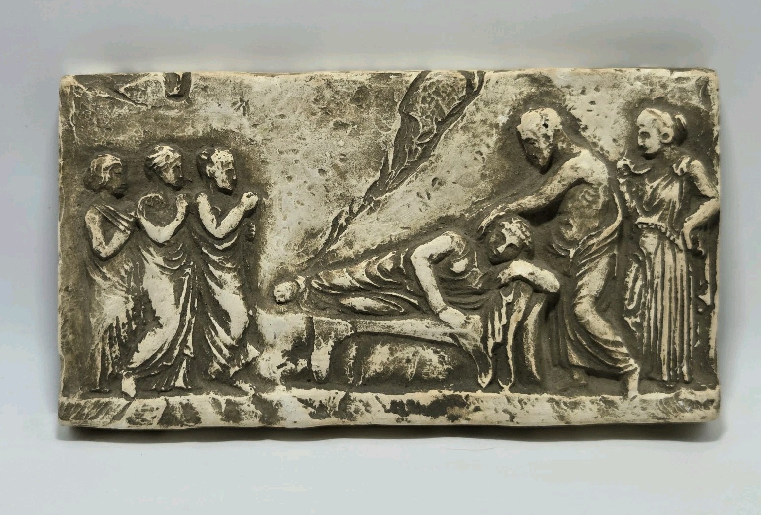 Vintage Squibb Ceramic Roman Scene Bas Relief Plaque Office Home Decor MCM