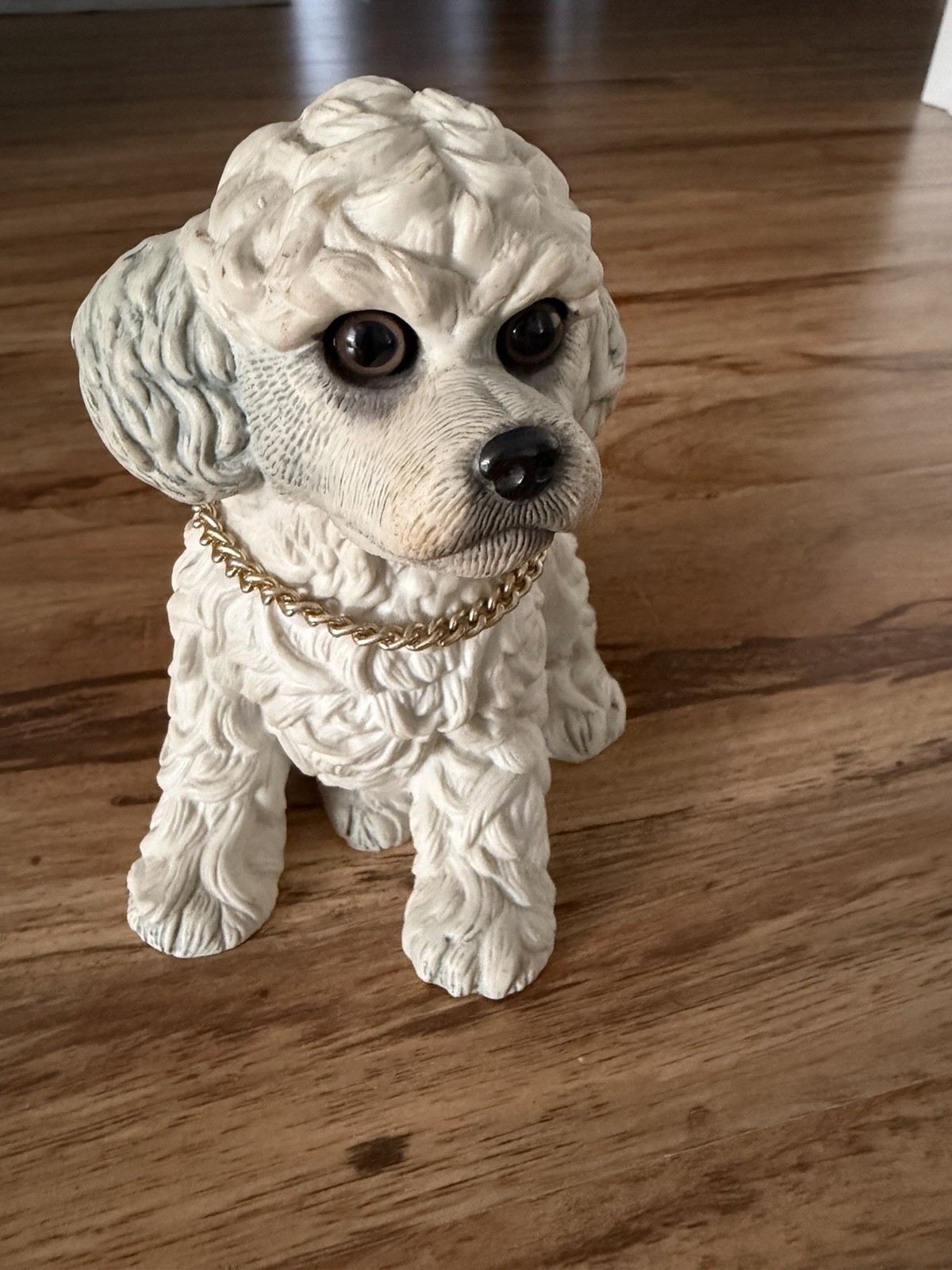 Vintage 1984 Enesco Purebred Pets Poodle Figurine Kathy Wise Glass Eyes Gray
