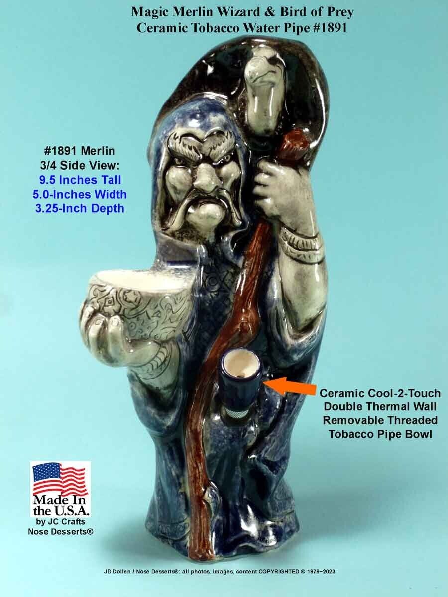 Magic Sorcerer Merlin Wizard Ceramic Glass Water Tobacco Bong Pipe #1891 USA