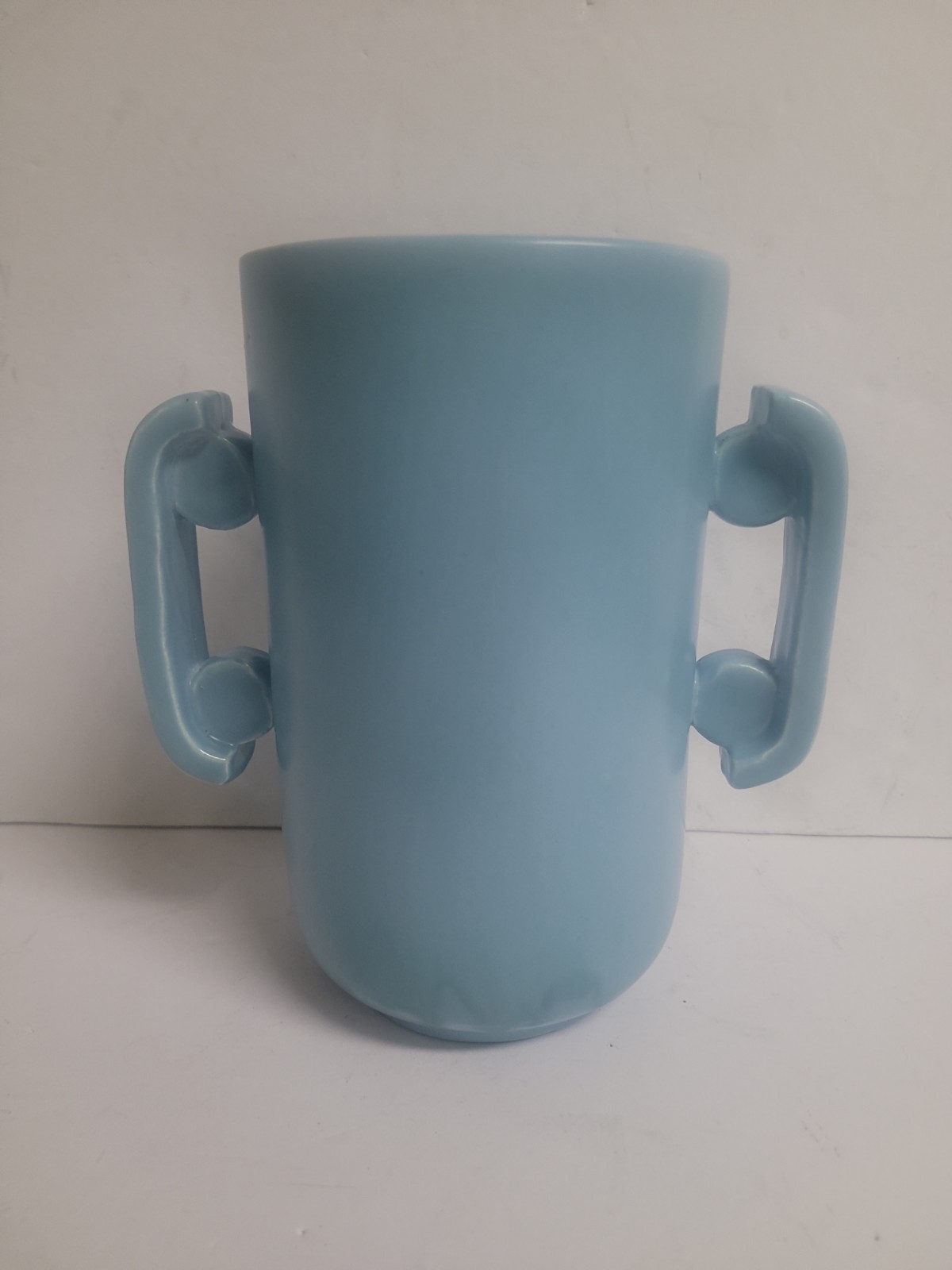 Art Deco 1940s Stangl Pottery USA #3102 Blue Art Double Handle Vase 7\