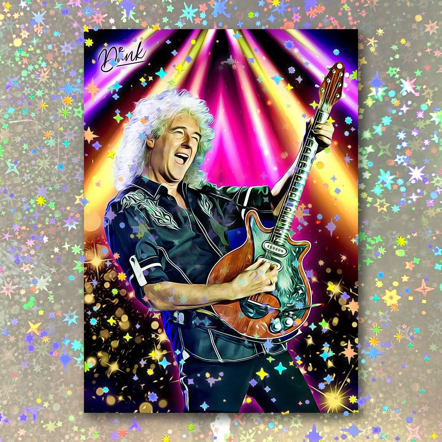 Brian May Holographic Headliner Sketch Card Limited 1/5 Dr. Dunk Signed