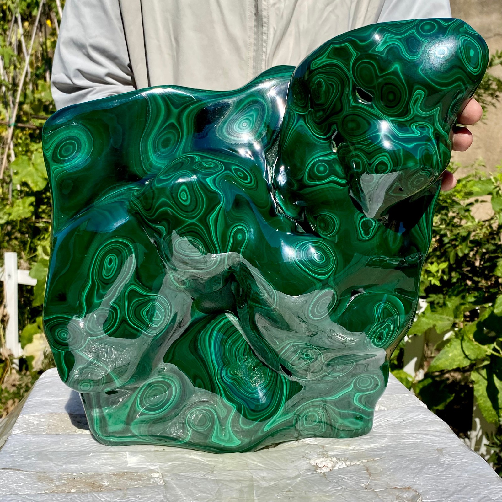 34.17LB Natural glossy Malachite transparent cluster rough mineral sample