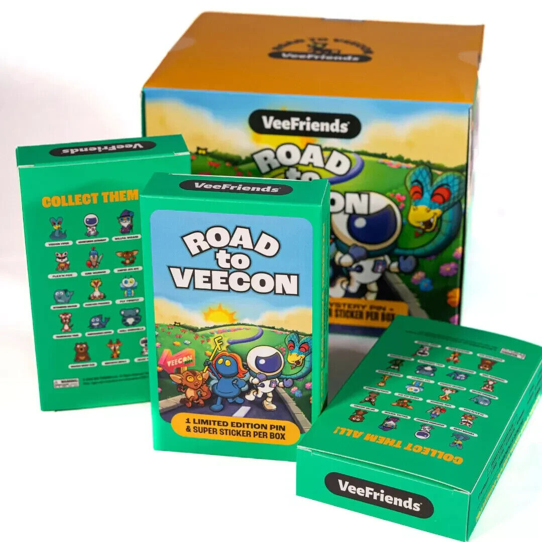 Veefriends Road To Veecon Sealed Box = 1 Mystery Pin & 1 Super Sticker - Presale