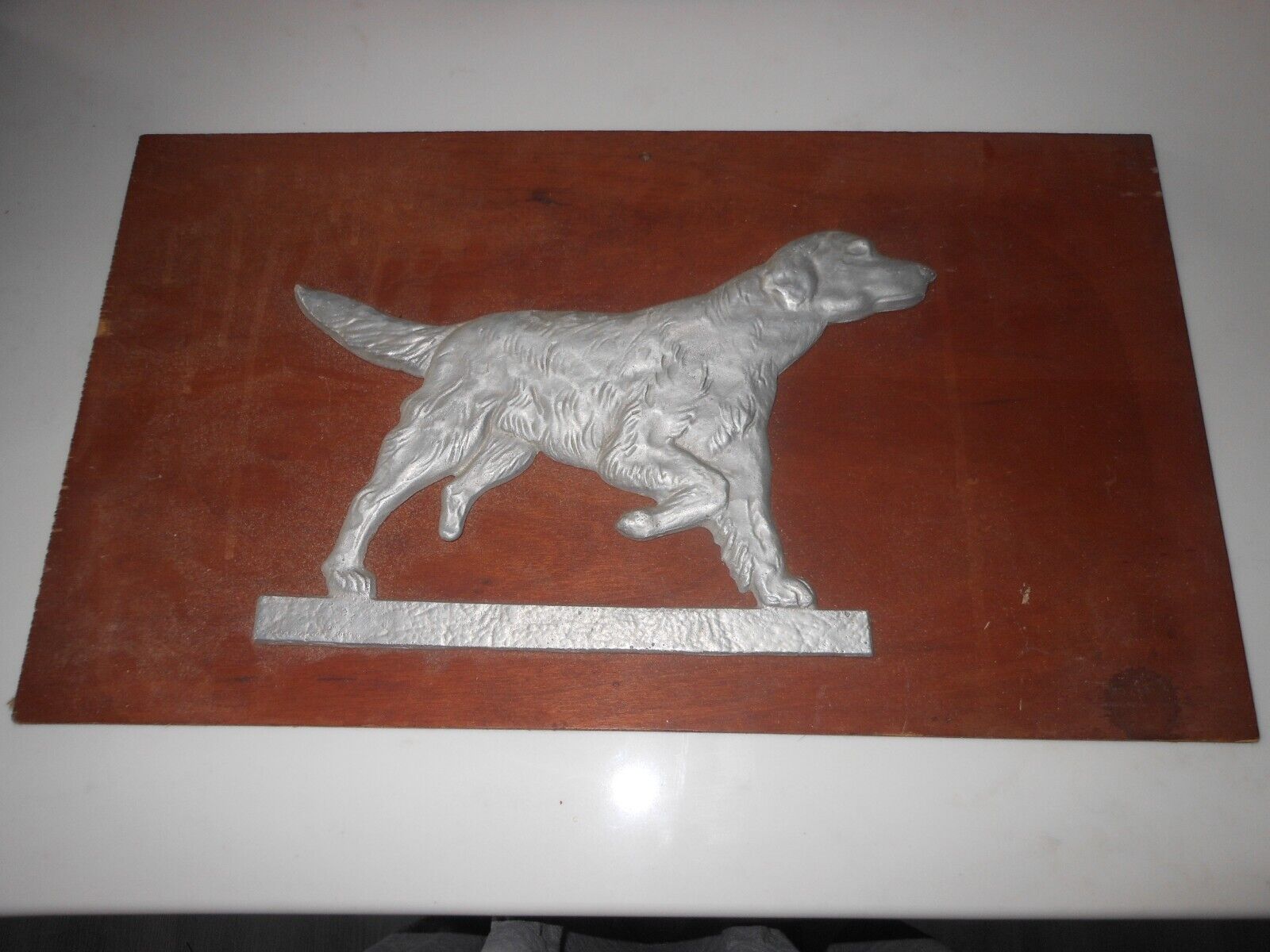 1965 High School Shop Project: Cast Aluminum English/Irish Setter Dog on Wood