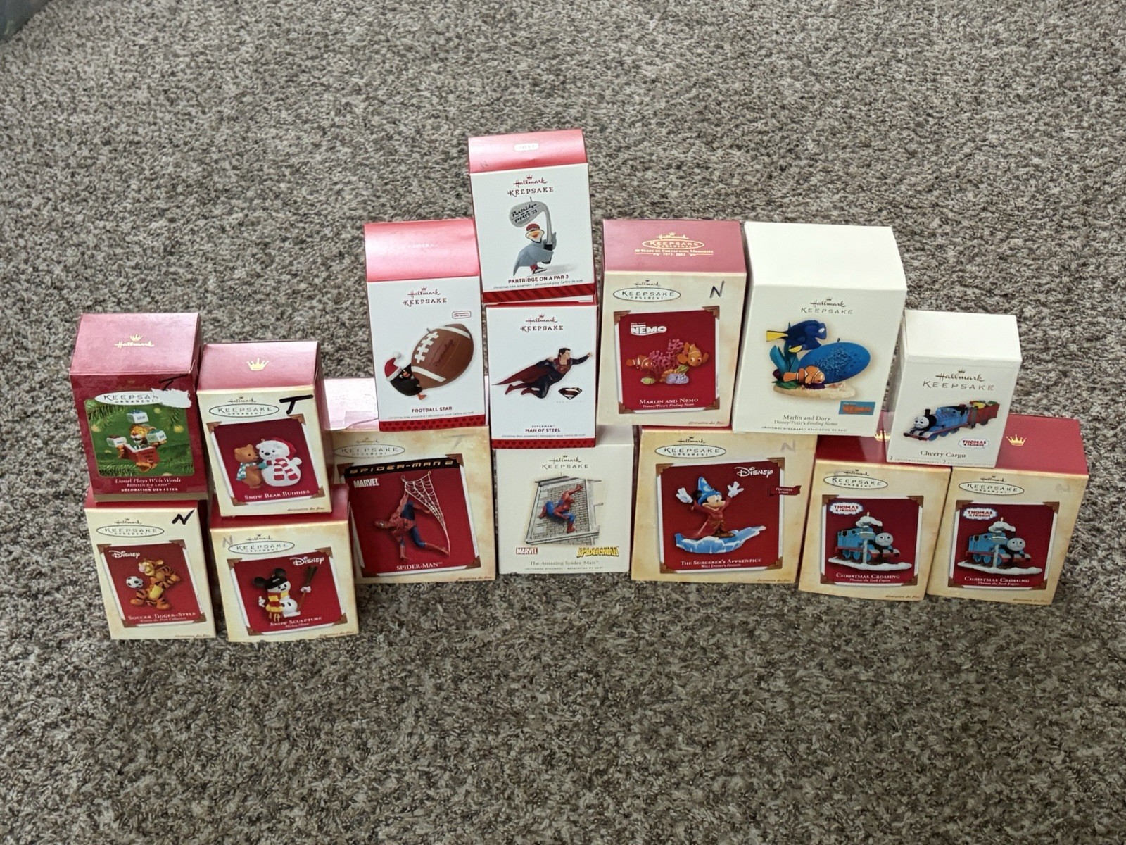 Hallmark Keepsake Ornaments Lot Of 15 - Spider-Man, Nemo, Mickey, Thomas Etc