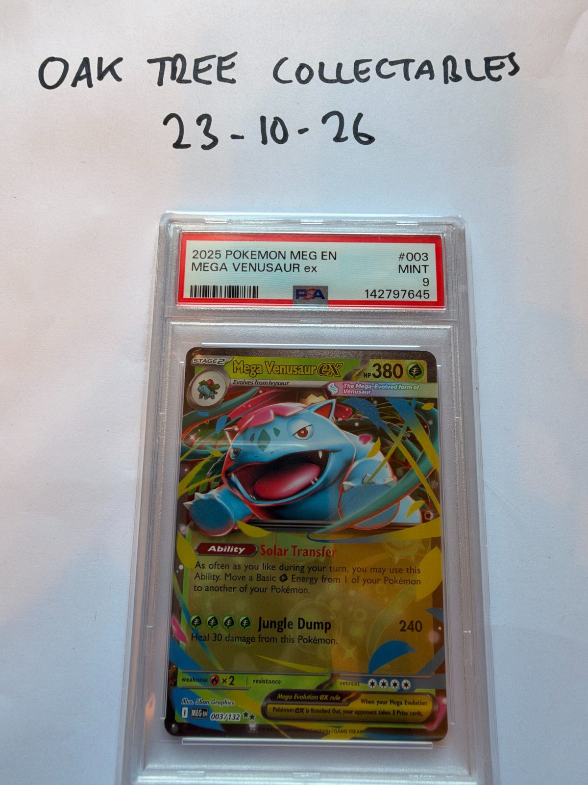 Pokemon Mega Venusaur ex 003/132 Mega Evolution Double Rare PSA 9 Mint 2025