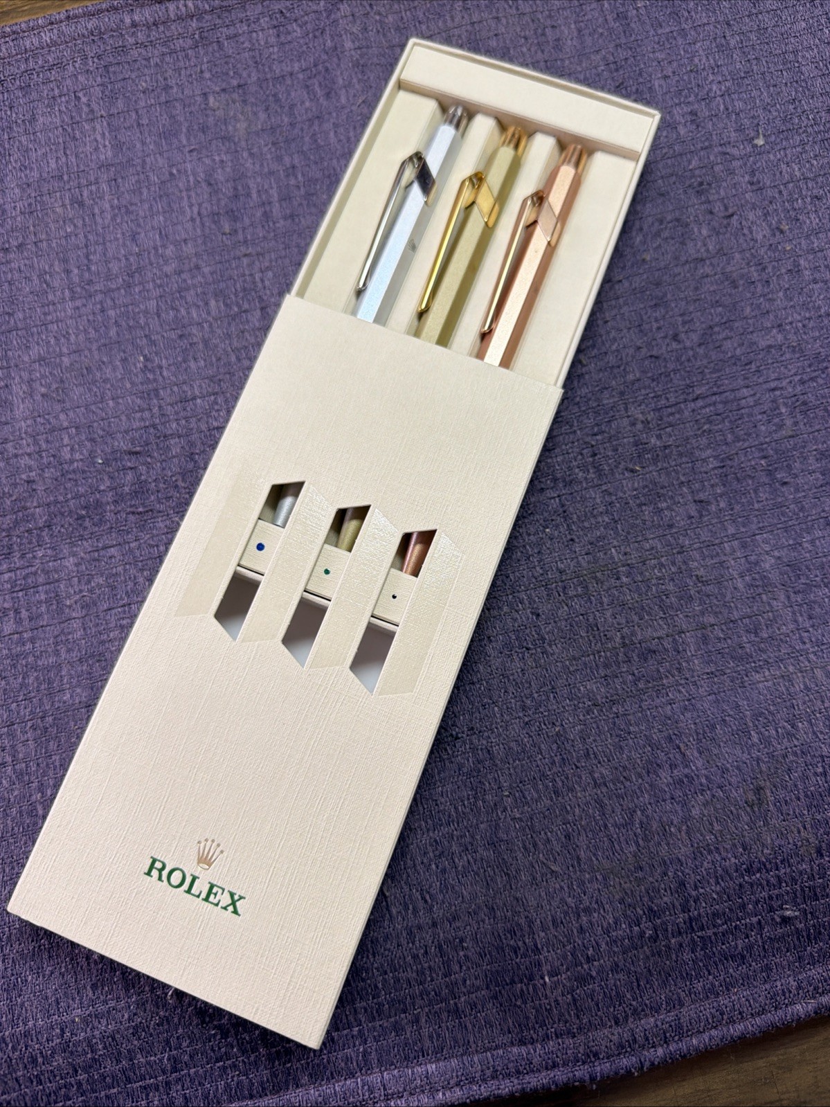 Rolex/Carand’Ache 3 Pen Set .From Authorized agent Gift.New Sealed box❗️great🎁