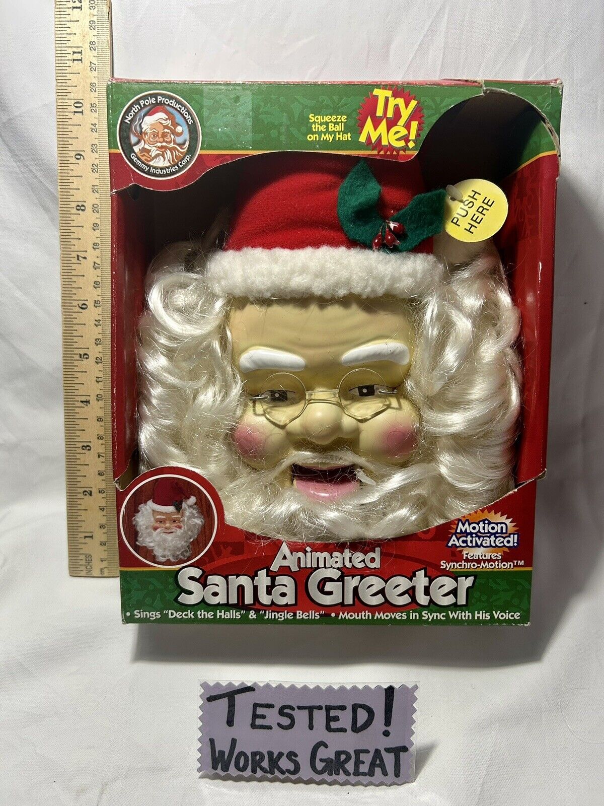 VTG Gemmy Christmas ANIMATED SANTA GREETER - Motion Activated Sings/Talks TESTED