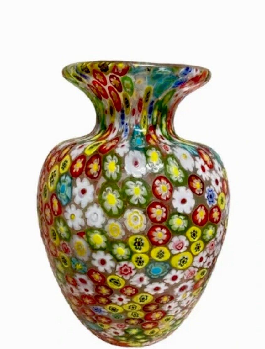 1960 Murano Art Glass Frateli Toso Millefiori Vase Gorgeous Vintage Rare 8.5” Ra
