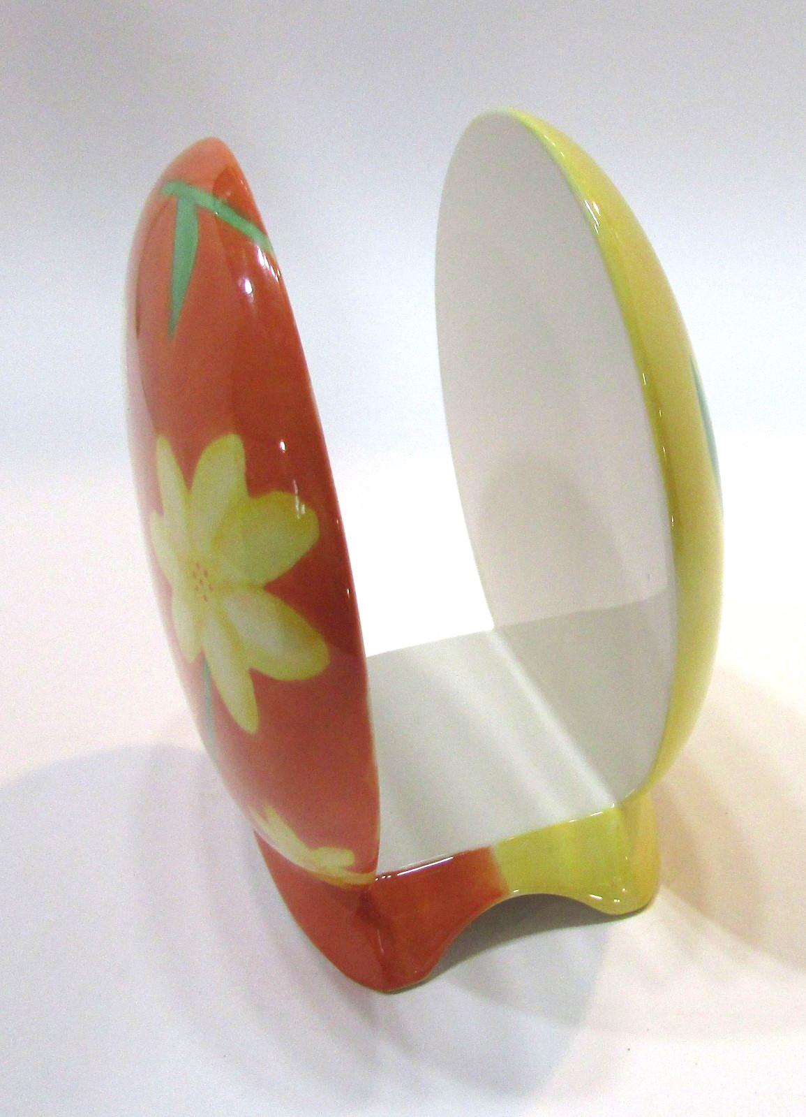Retro 2000's Avon Collection Luau Orange Yellow Flowers Porcelain Napkin Holder
