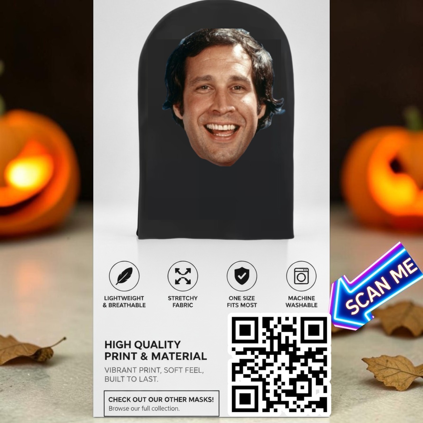 Chevy Chase Mesh Mask Christmas Vacation Clark Griswold Halloween CostumeCospla