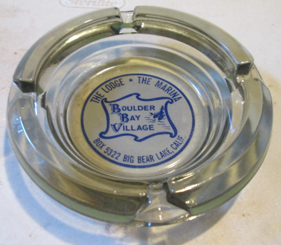 VINTAGE BOULDER BAY VILLAGE LODGE MARINA BIG BEAR LAKE CALIFORNIA ASHTRAY BOAT
