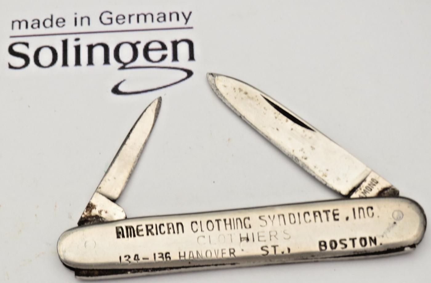 Antique 1910's DIAMOND Senator Penknife - Metal Handles - Clothing Advertising