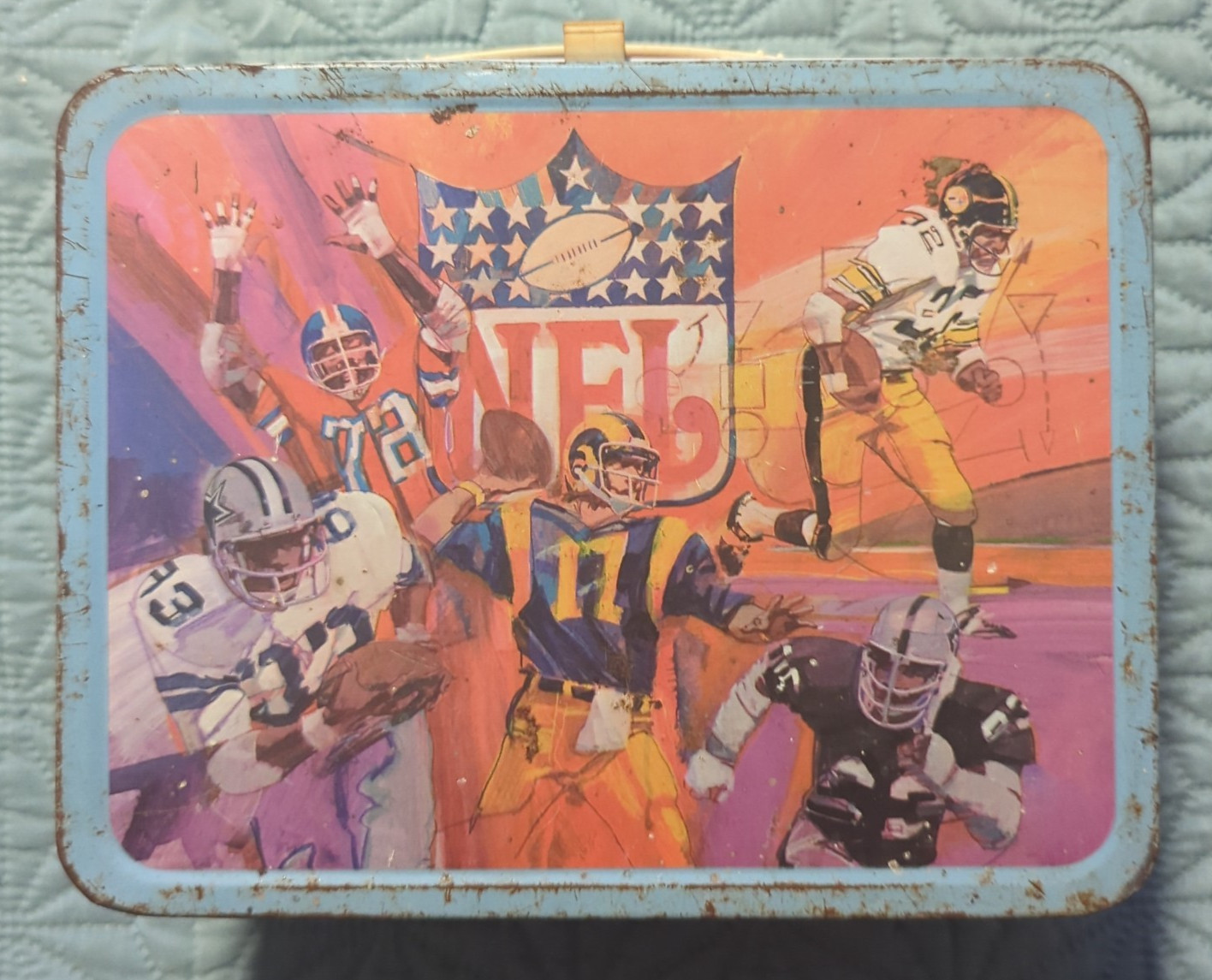 Vintage 1978 NFL NFC/AFC Conference Football Metal Lunch Box with Thermos