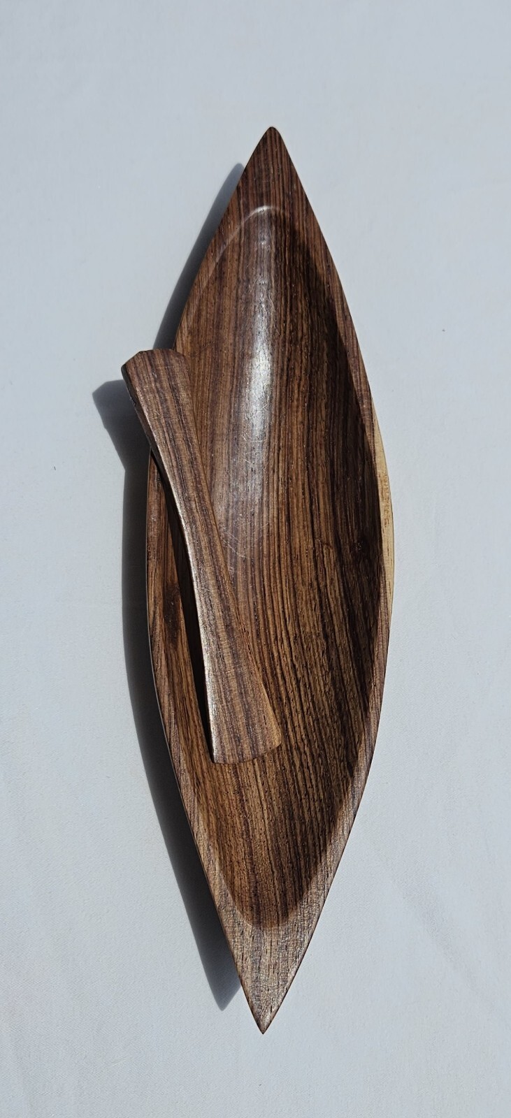 Hand Crafted Rosewood Canoe And Oar By Ketchi Maya Artisans Belize. Unique