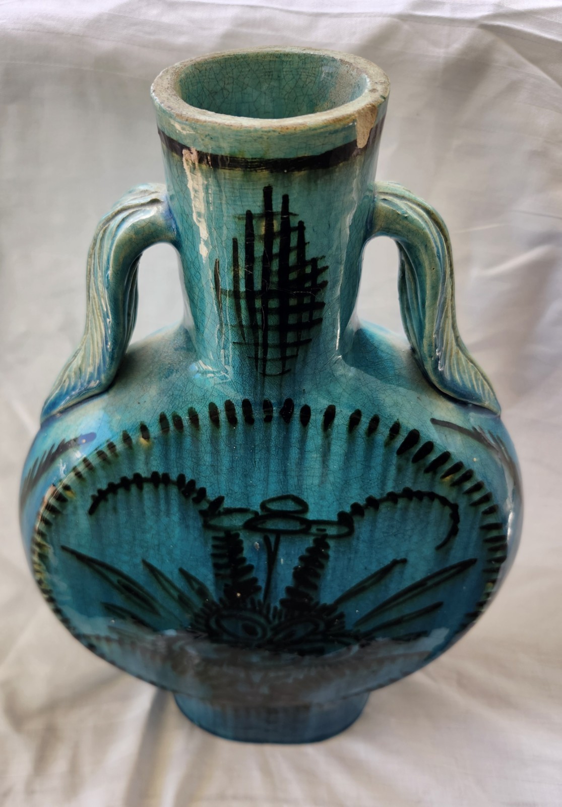 Vintage Ovington New York France Turquoise Blue Vase 11.5\