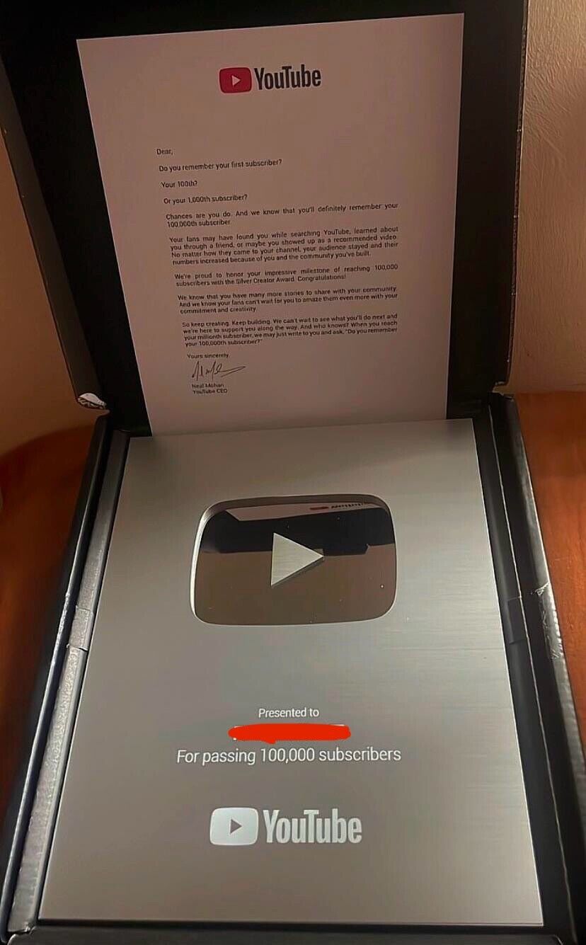 CUSTOM Authentic Silver YouTube Play Button