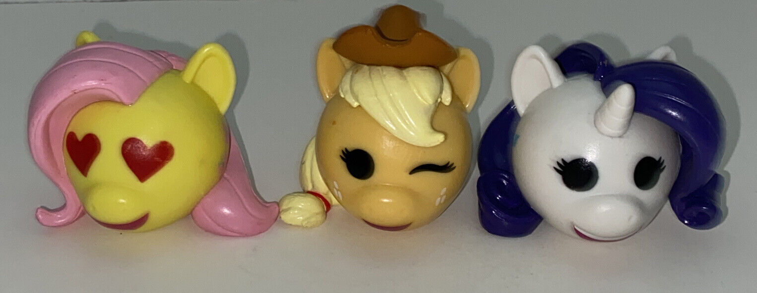 3 My Little Pony FUNKO MYMOJI Heads Rarity Applejack Fluttershy Emoji