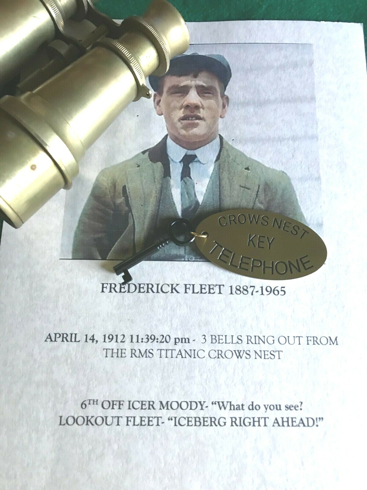 THE INFAMOUS MISSING TITANIC, CROWS NEST TELEPHONE KEY, SOLID, MUSEUM QUALITY