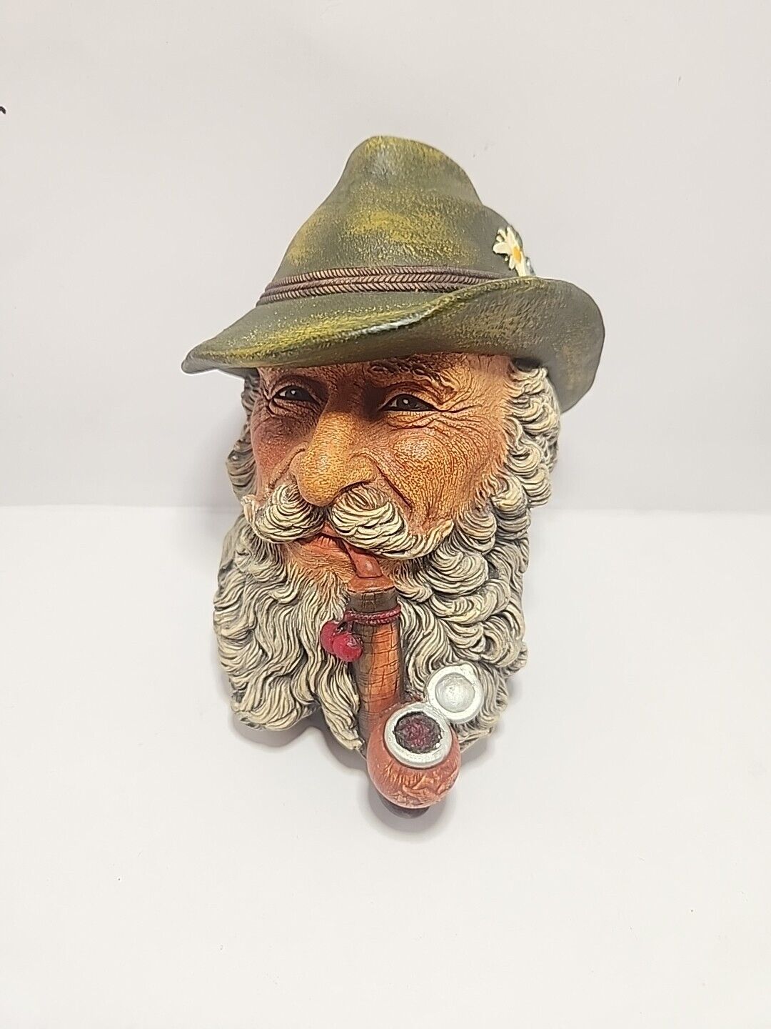 VINTAGE BOSSONS CHALKWARE TYROLEAN, Man with Pipe,  1972