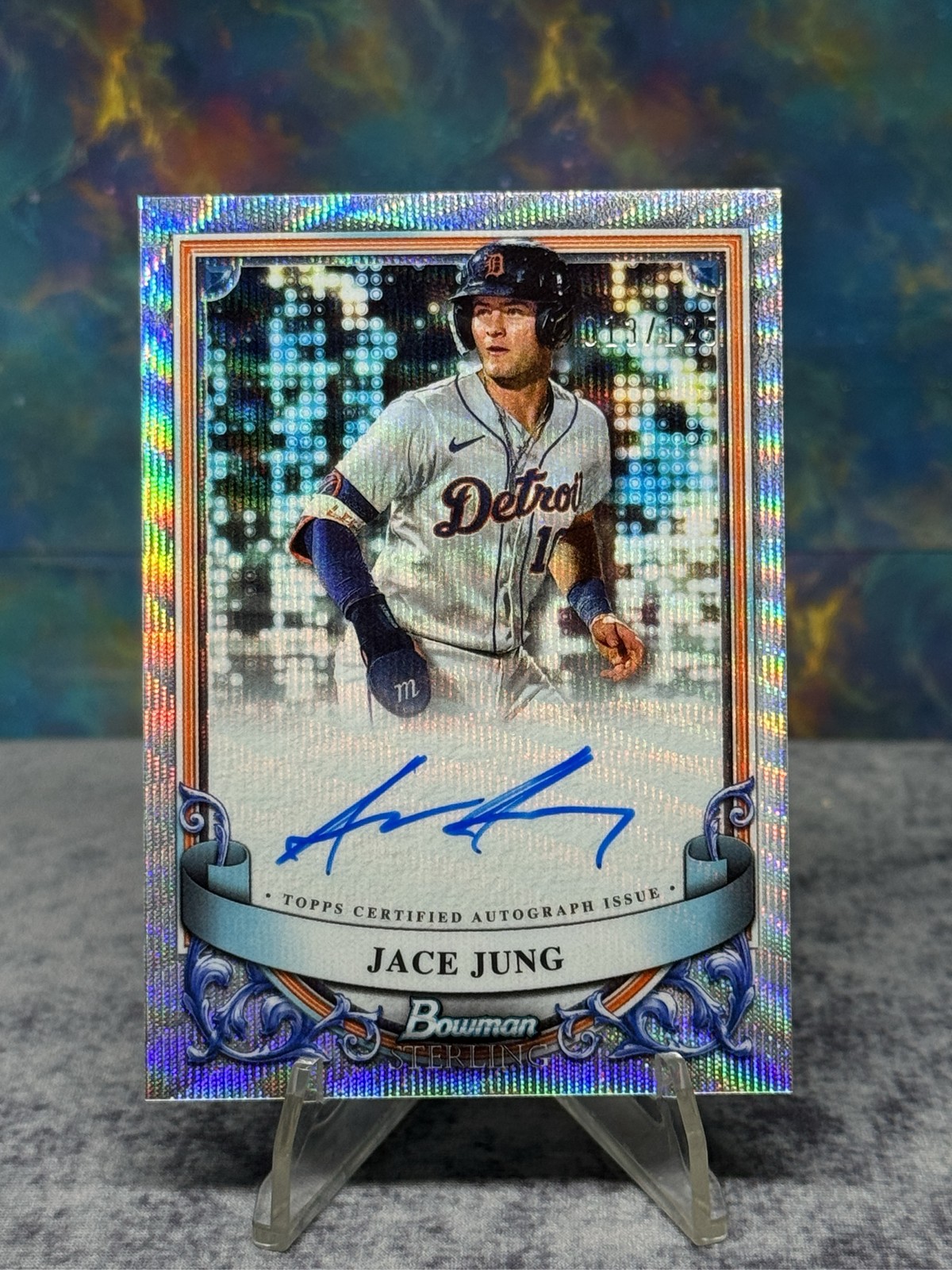 2024 Bowman Sterling Jace Jung Refractor Auto 013/125 PA-JJ Tigers 2024 Bowman Sterling Jace Jung Refractor Auto 013/125 PA-JJ Tigers